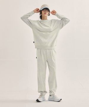 커버 스티치 스웨트 셔츠 셋업[오트밀]