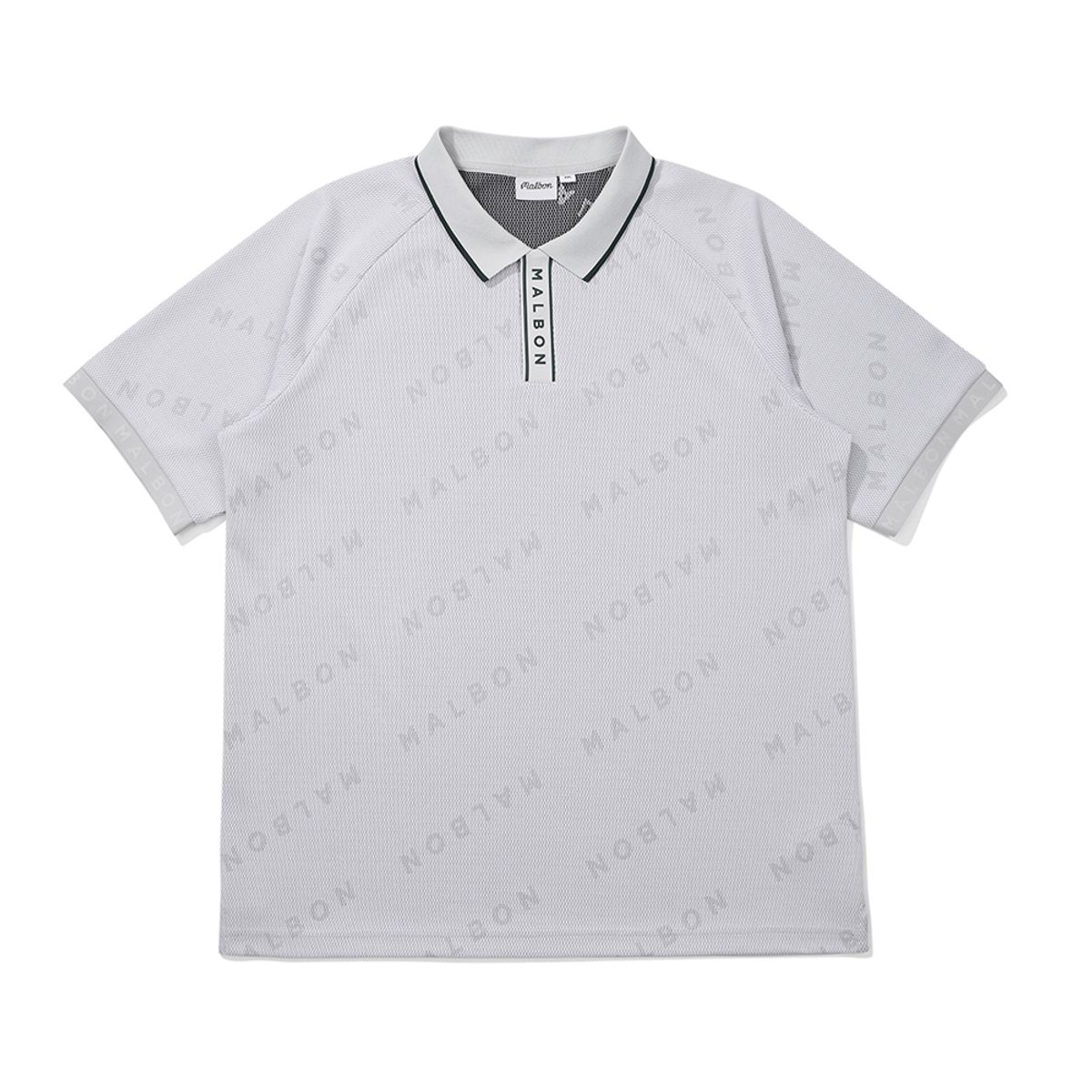 말본 골프(MALBON GOLF) 말본 자카드 폴로 티셔츠 LIGHT GRAY (MAN)