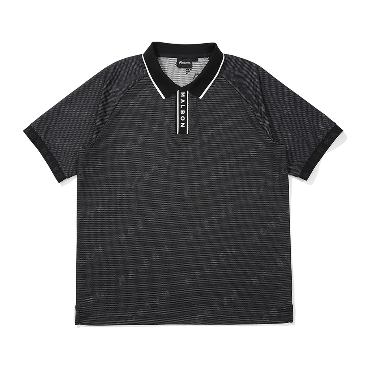 말본 골프(MALBON GOLF) 말본 자카드 폴로 티셔츠 BLACK (MAN)