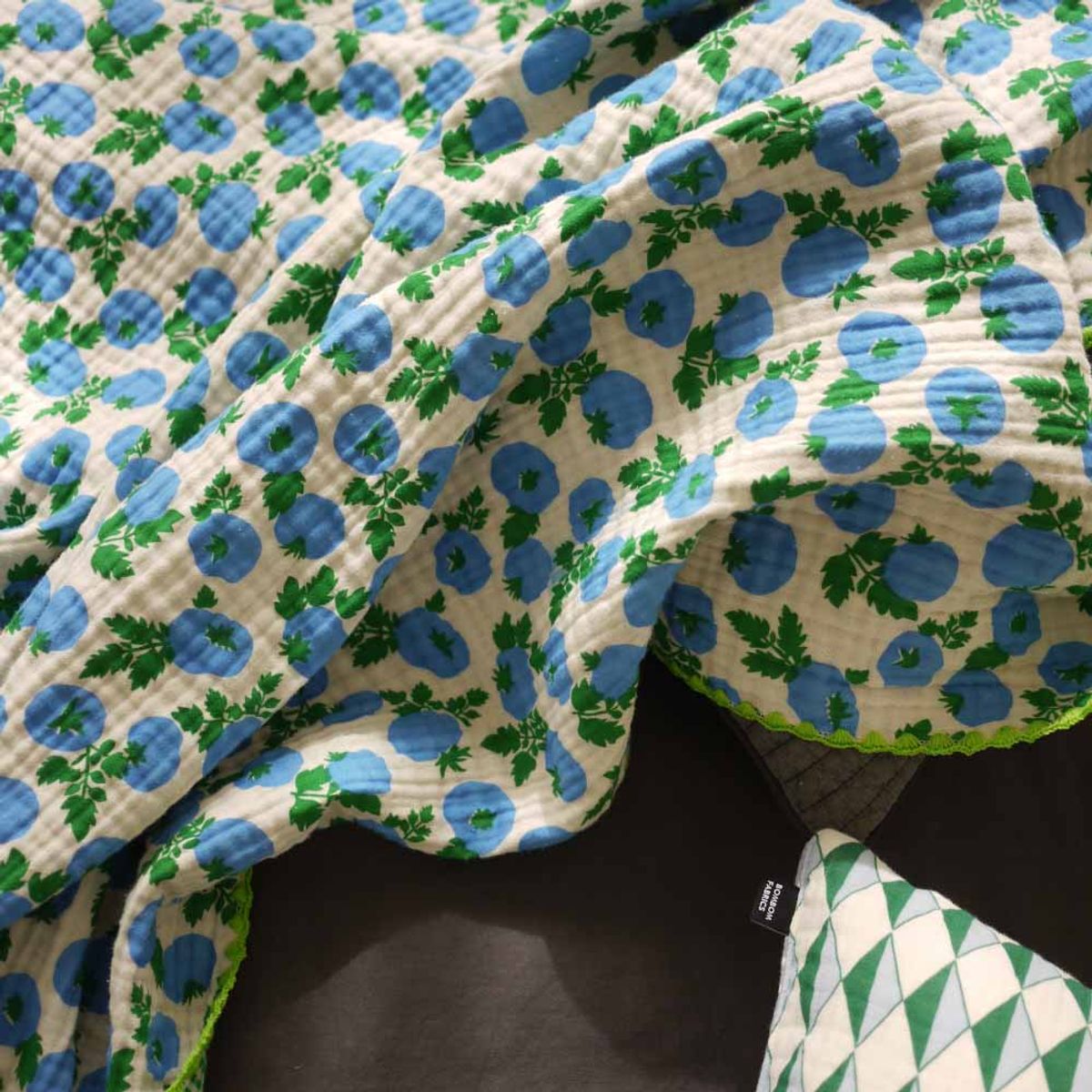 봄봄패브릭스(BOMBOM FABRICS) 4lay4layer gauze blanket 4중거즈 블랭킷/check TOMATO blanket /blue/2size