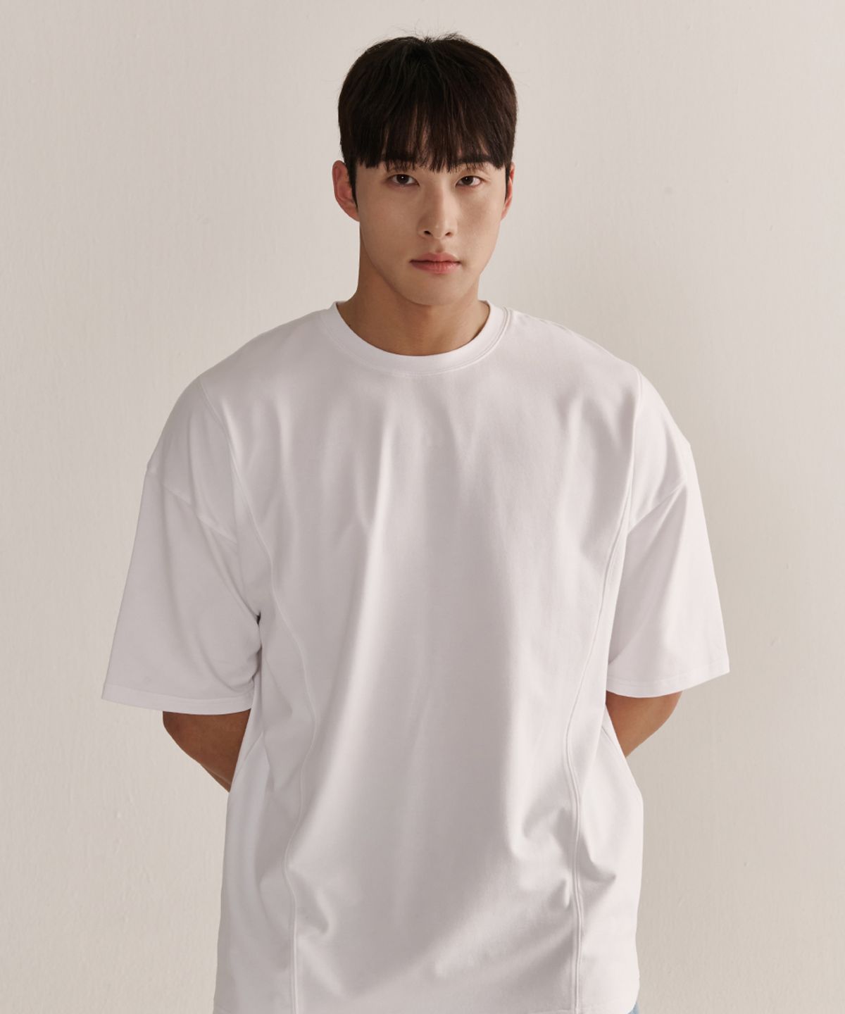 나인제트(NINEZ) 헤비메쉬 절개 와이드 오버핏 티셔츠_2color