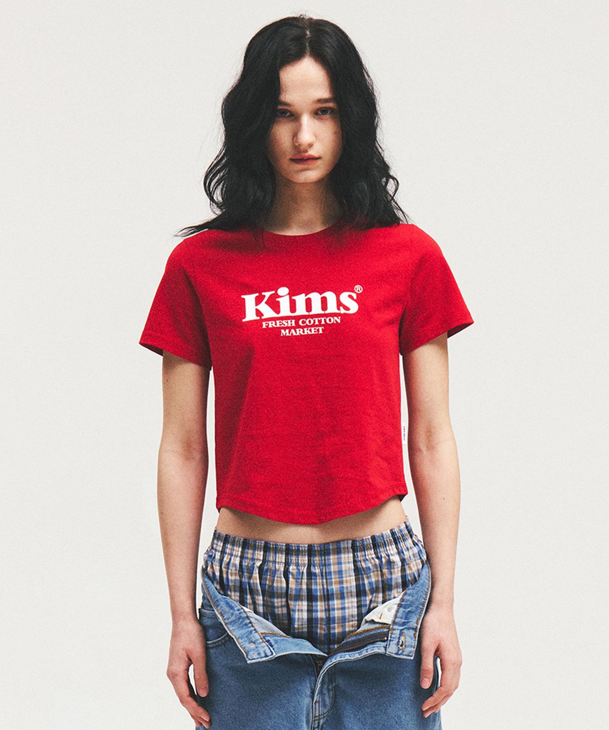 킴스 프레시 코튼 마켓(KIMS FRESH COTTON MARKET) (Unisex) Kims Bam Logo Tee Red