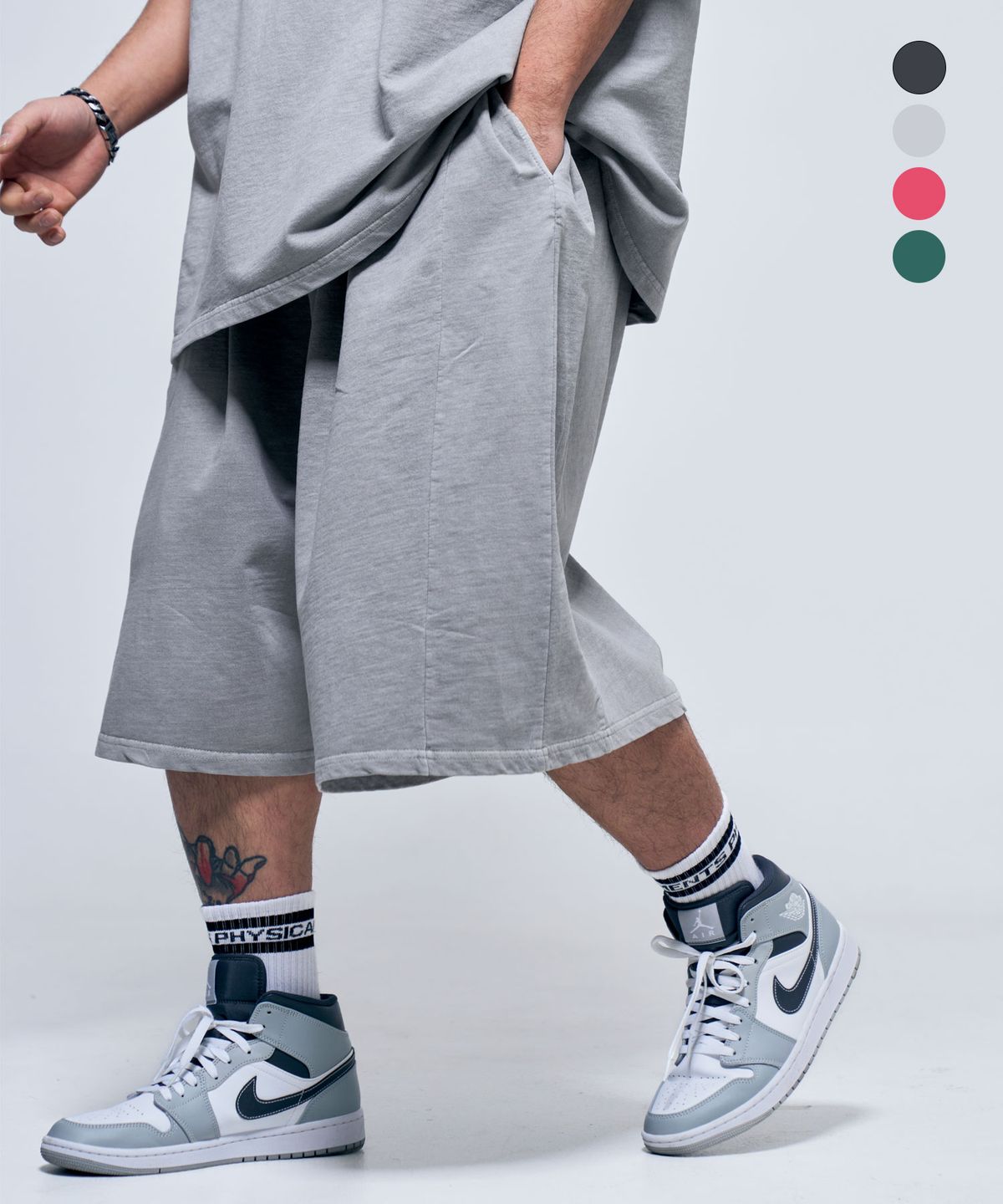 피지컬가먼츠(PHYSICAL GARMENTS) P2526 피그다잉 절개 버뮤다팬츠 [4COLOR]