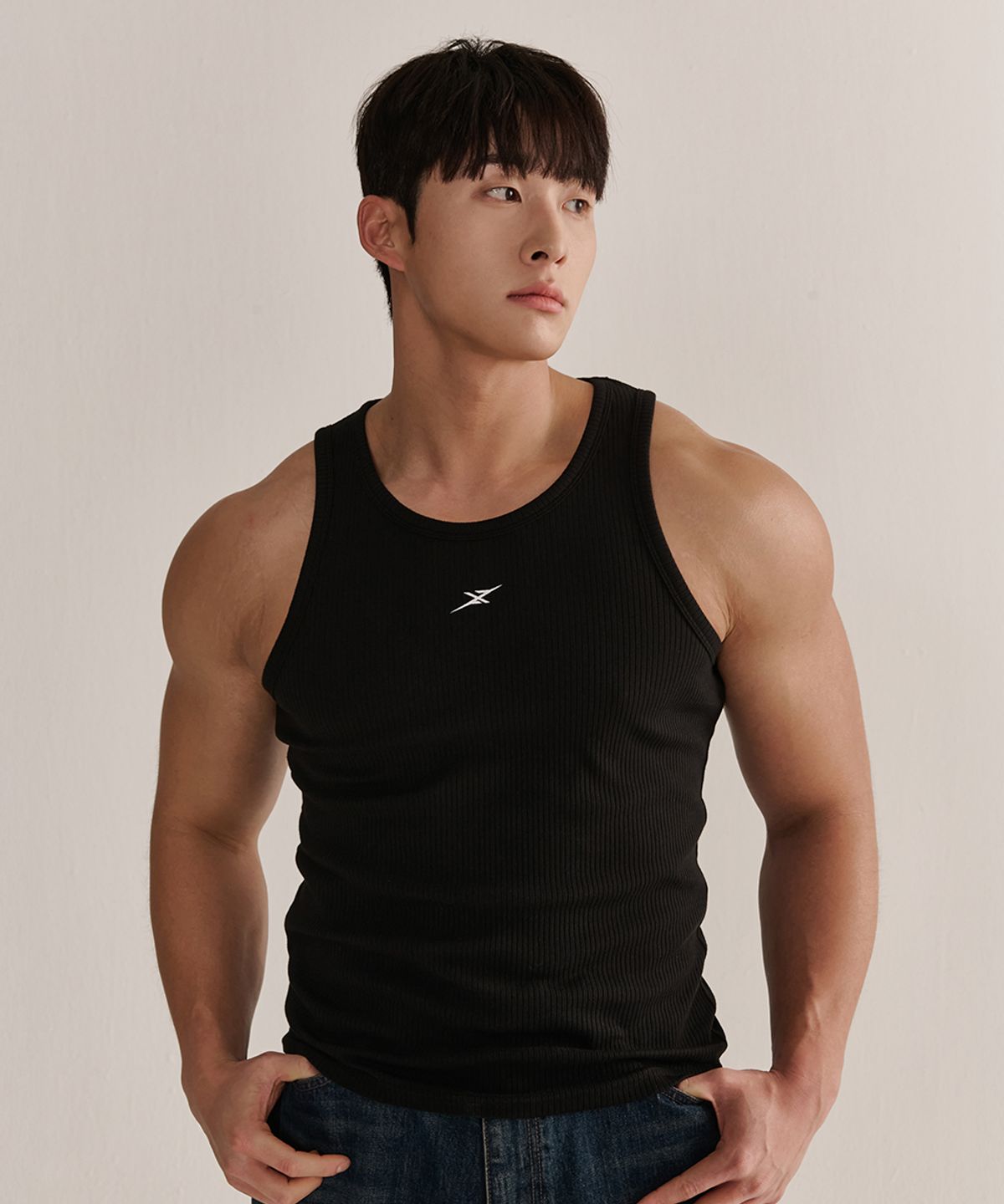 나인제트(NINEZ) 베이직 로고 골지 슬리브리스_3color