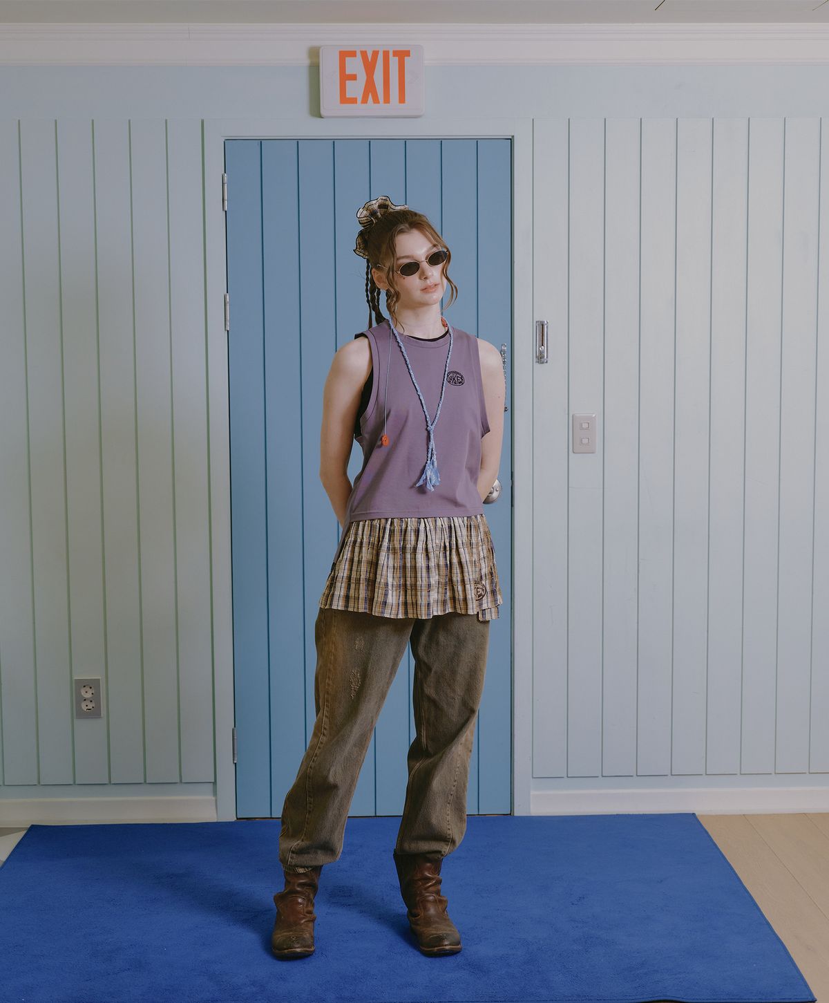 누크피터(NUUKFITTER) NKFT LAYERED CHECK SKIRT_WOMEN [BEIGE]