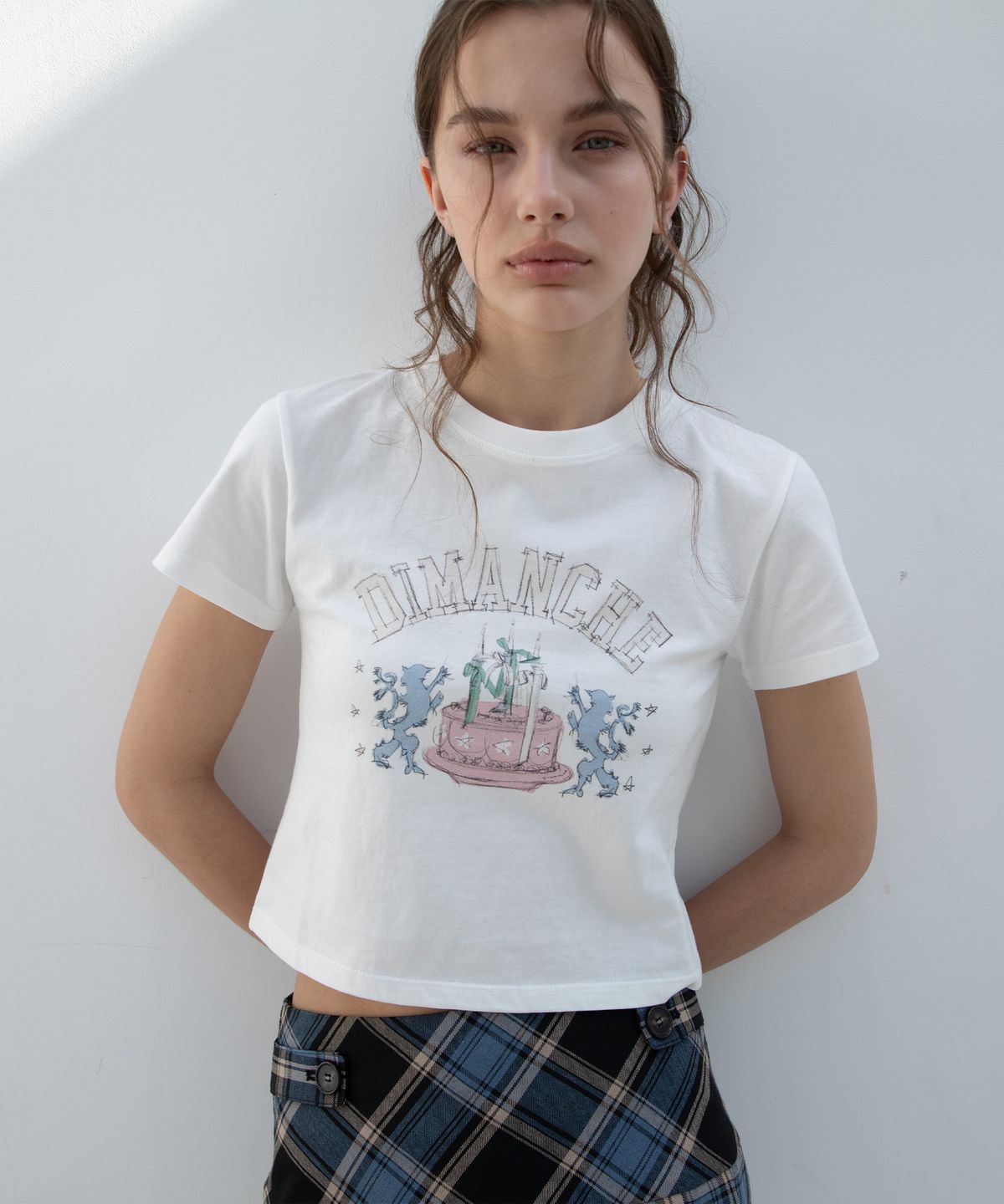 디망쉬(dimanche) PREPPY CAKE CROP T-SHIRT