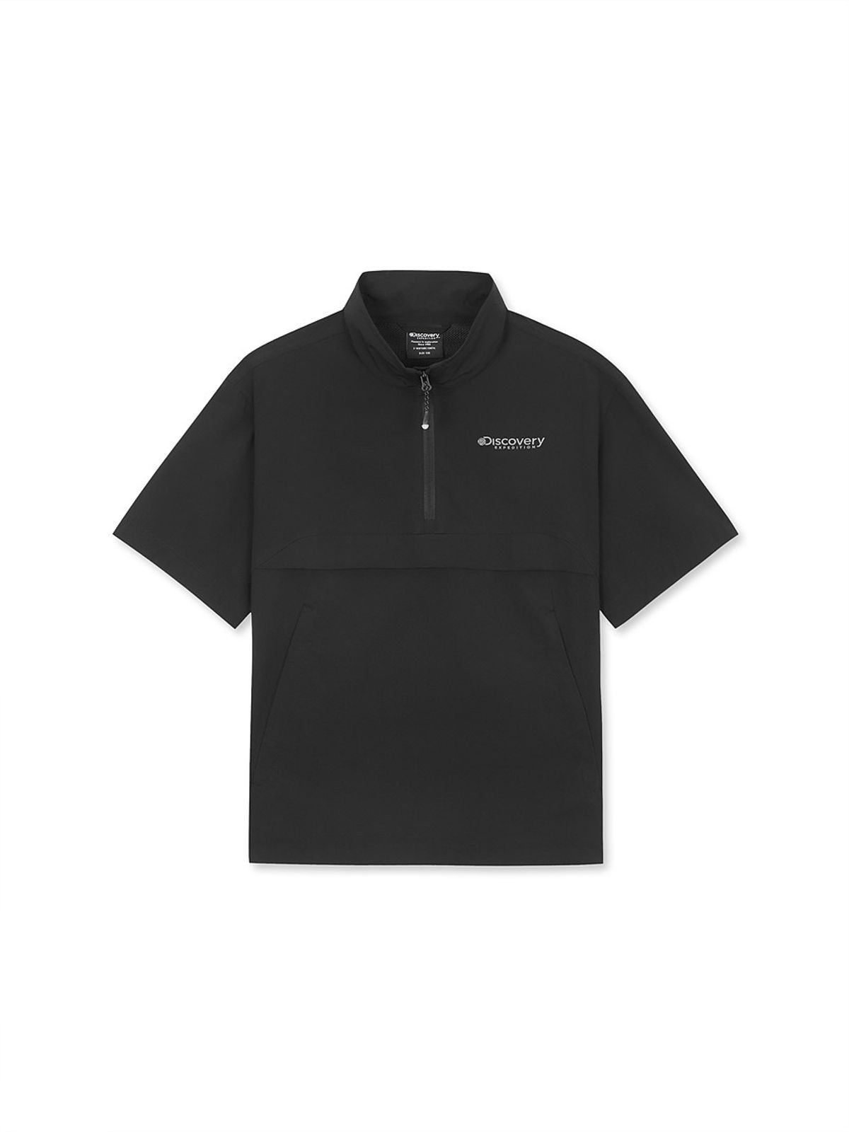 디스커버리 키즈(DISCOVERY KIDS) 키즈 프레시벤트 경량 우븐 하이넥 트레이닝 반팔 아노락 (BLACK)