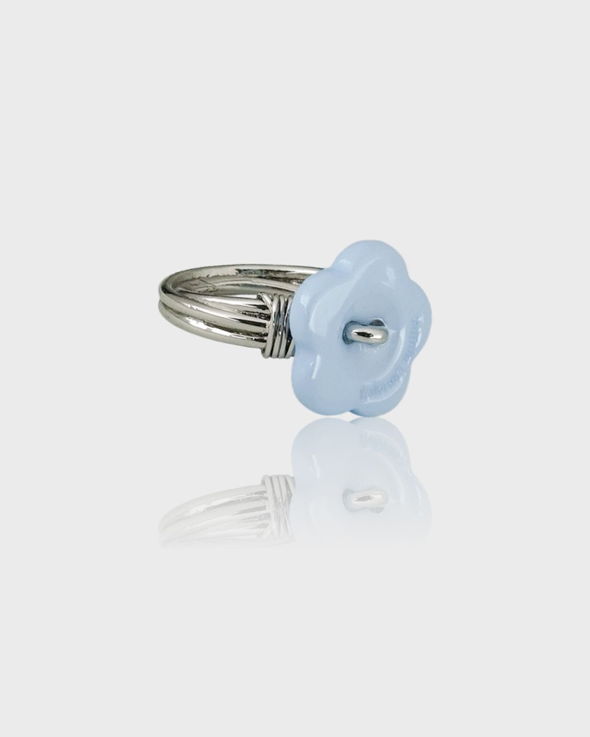 잇더즌매터(IT DOESN'T MATTER) Sewing Button Ring (Flower, Blue)