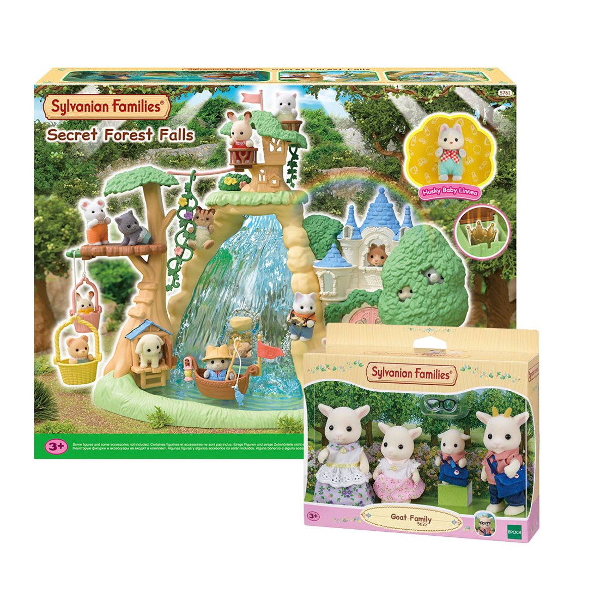 실바니안 패밀리(SYLVANIAN FAMILIES) 5761-비밀 숲속의 폭포 탐험 세트+5622-염소 가족
