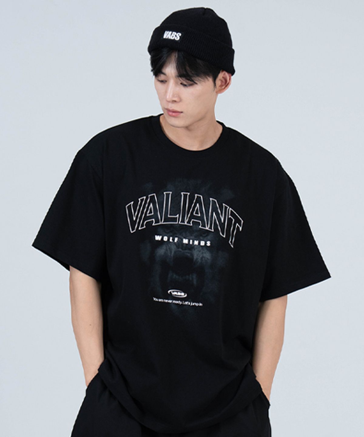 발리안트(VALIANT) T2503 울프 오버핏 반팔티 [블랙]
