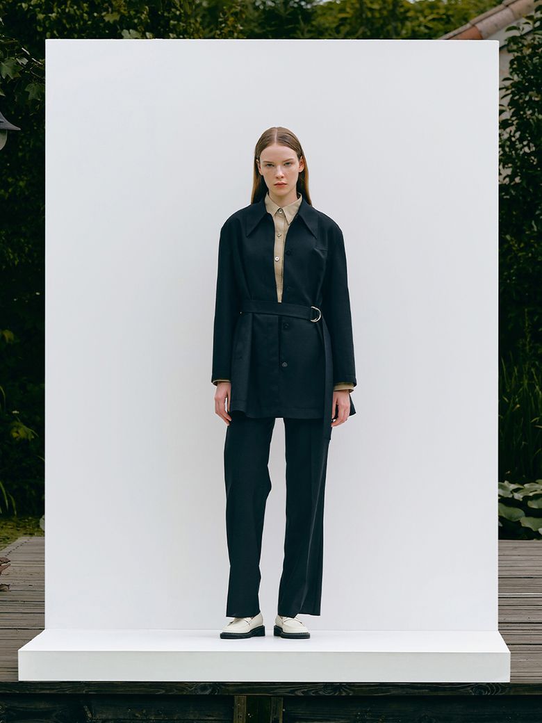WOOL TRENCH HALF COAT_BLACK