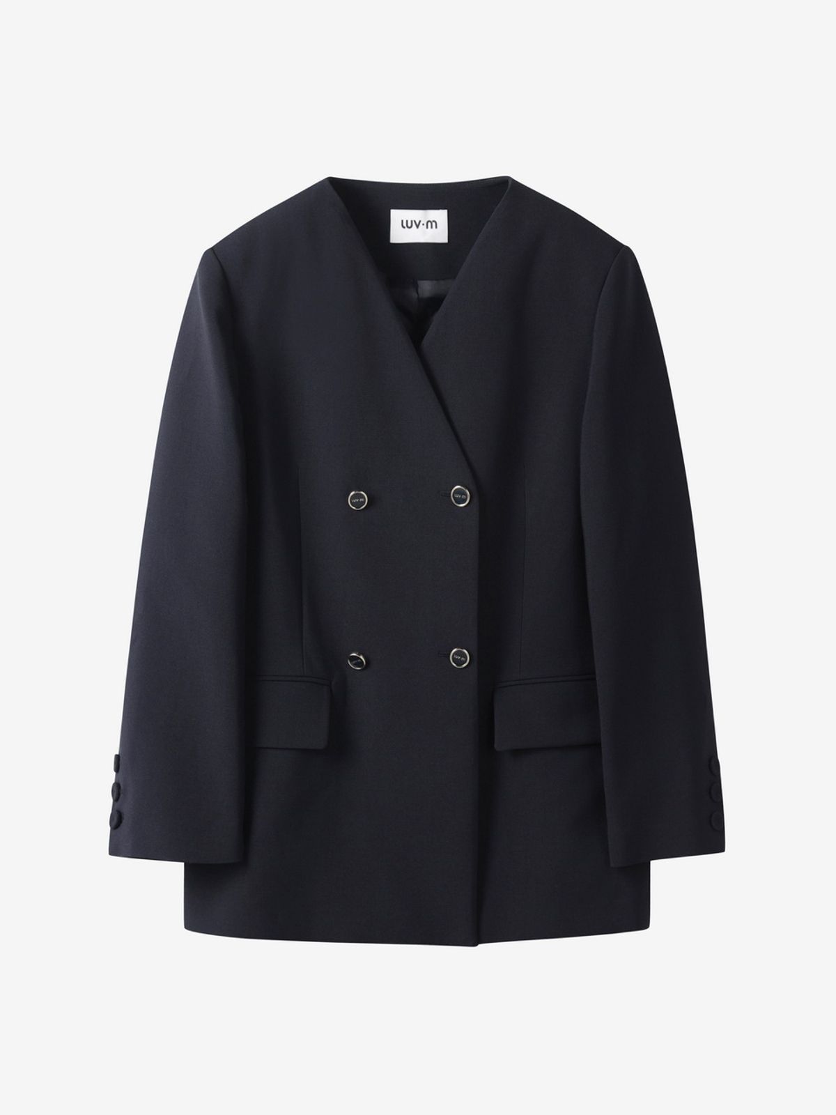 엘유브이엠(LUVM) OVERSIZED COLLARLESS JACKET_NAVY