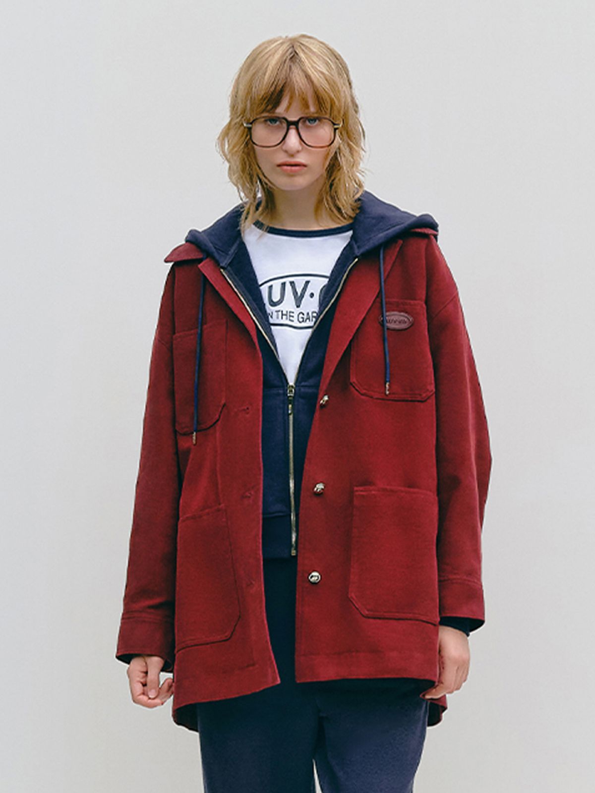엘유브이엠(LUVM) SUEDE COLLAR MIDI JACKET_WINE