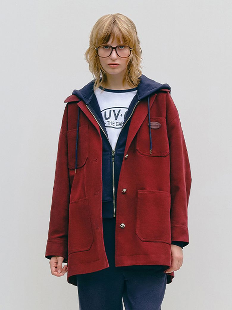 SUEDE COLLAR MIDI JACKET_WINE