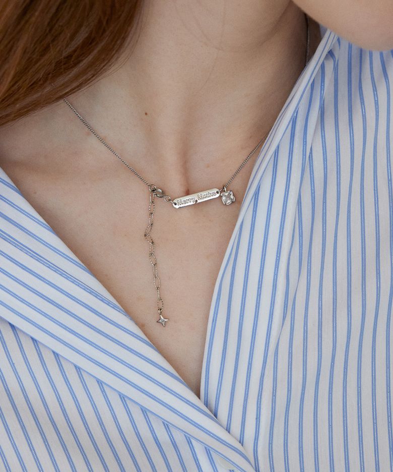 Cube crystal pendant with chain necklace