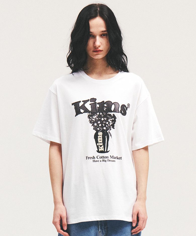 (Unisex) Popcorn Flower Tee White