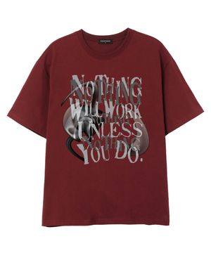 NOTHING WILL WORKS 오버핏 반팔 티셔츠 (SS026) 버건디
