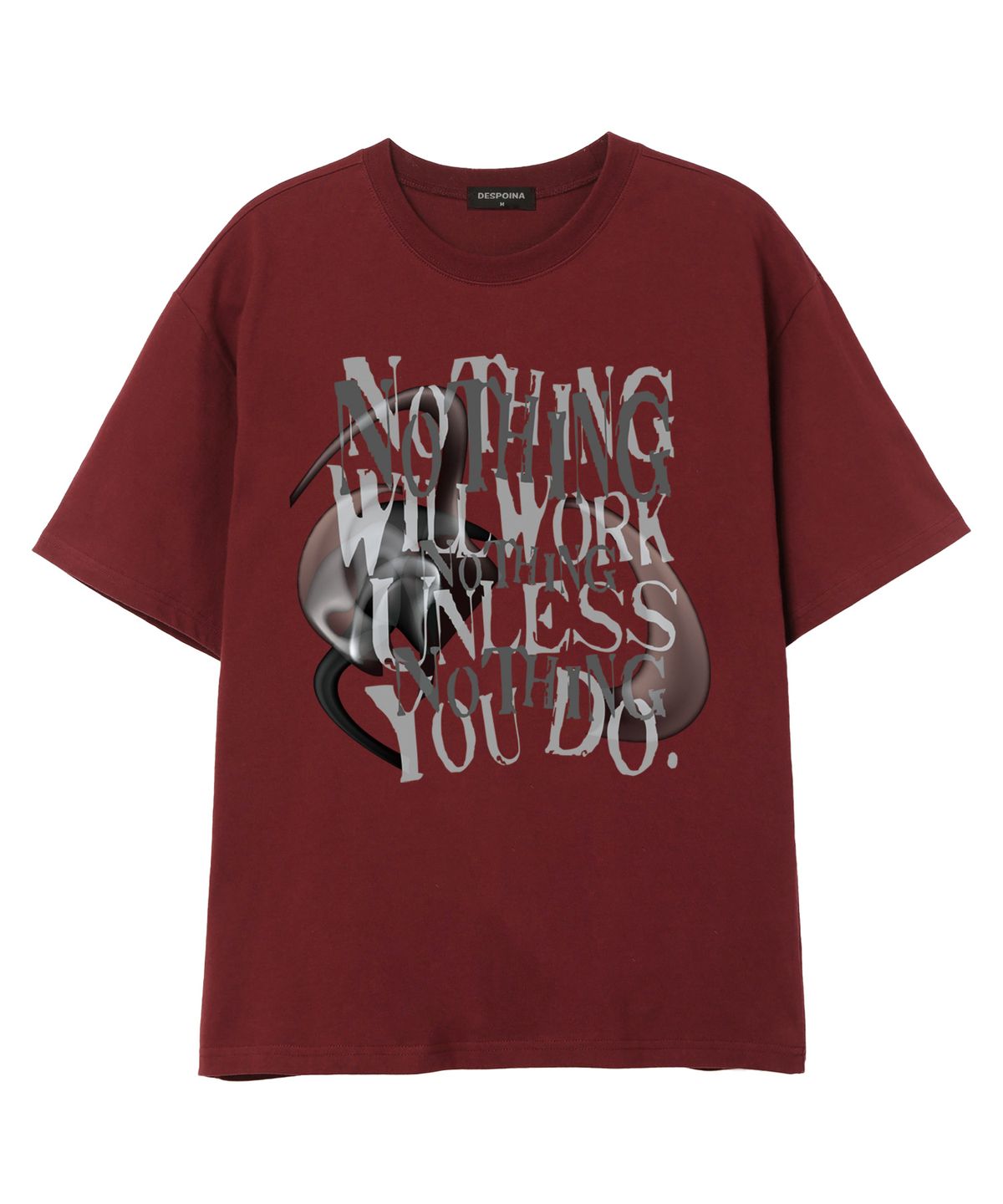 셔터(SHUTTER) NOTHING WILL WORKS 오버핏 반팔 티셔츠 (SS026) 버건디