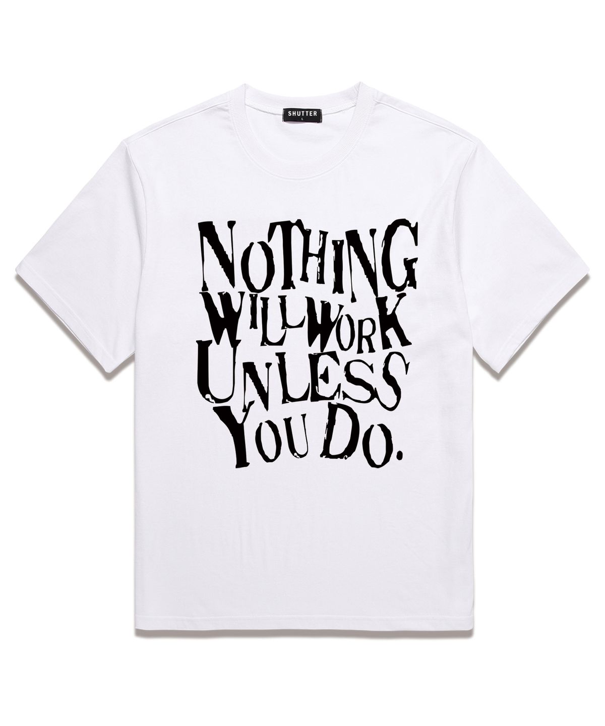 셔터(SHUTTER) NOTHING GRAPHICS 오버핏 반팔 티셔츠 (SS027) 화이트