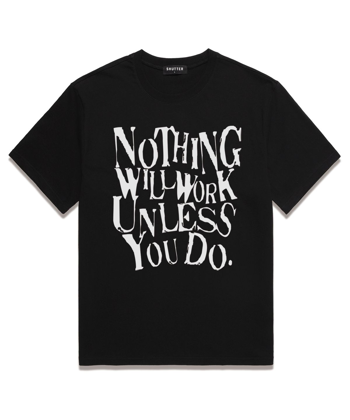 셔터(SHUTTER) NOTHING GRAPHICS 오버핏 반팔 티셔츠 (SS027) 블랙