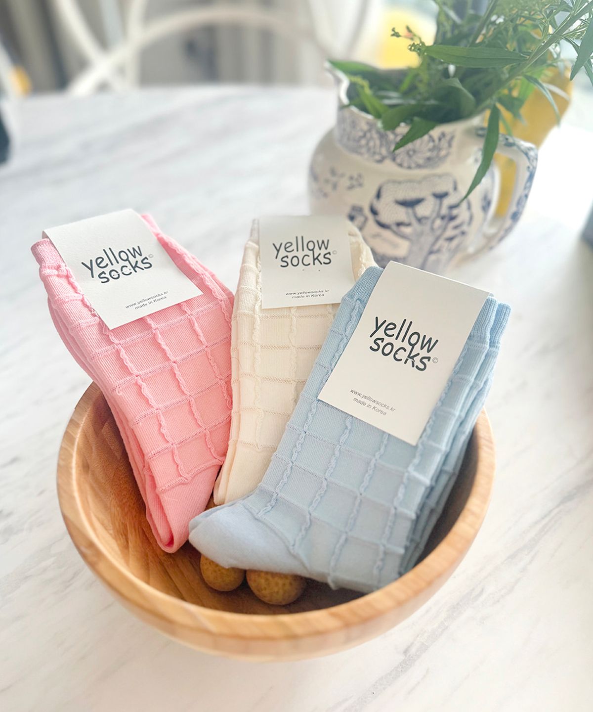 옐로우삭스(YELLOWSOCKS) 와플 (핑크/크림/블루/블랙)