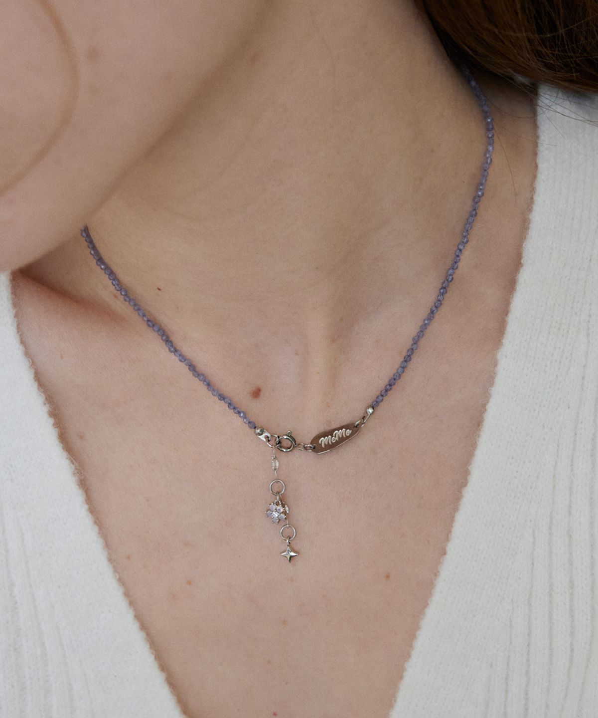 메리모티브(MERRYMOTIVE) Lavender and drop pendant necklace