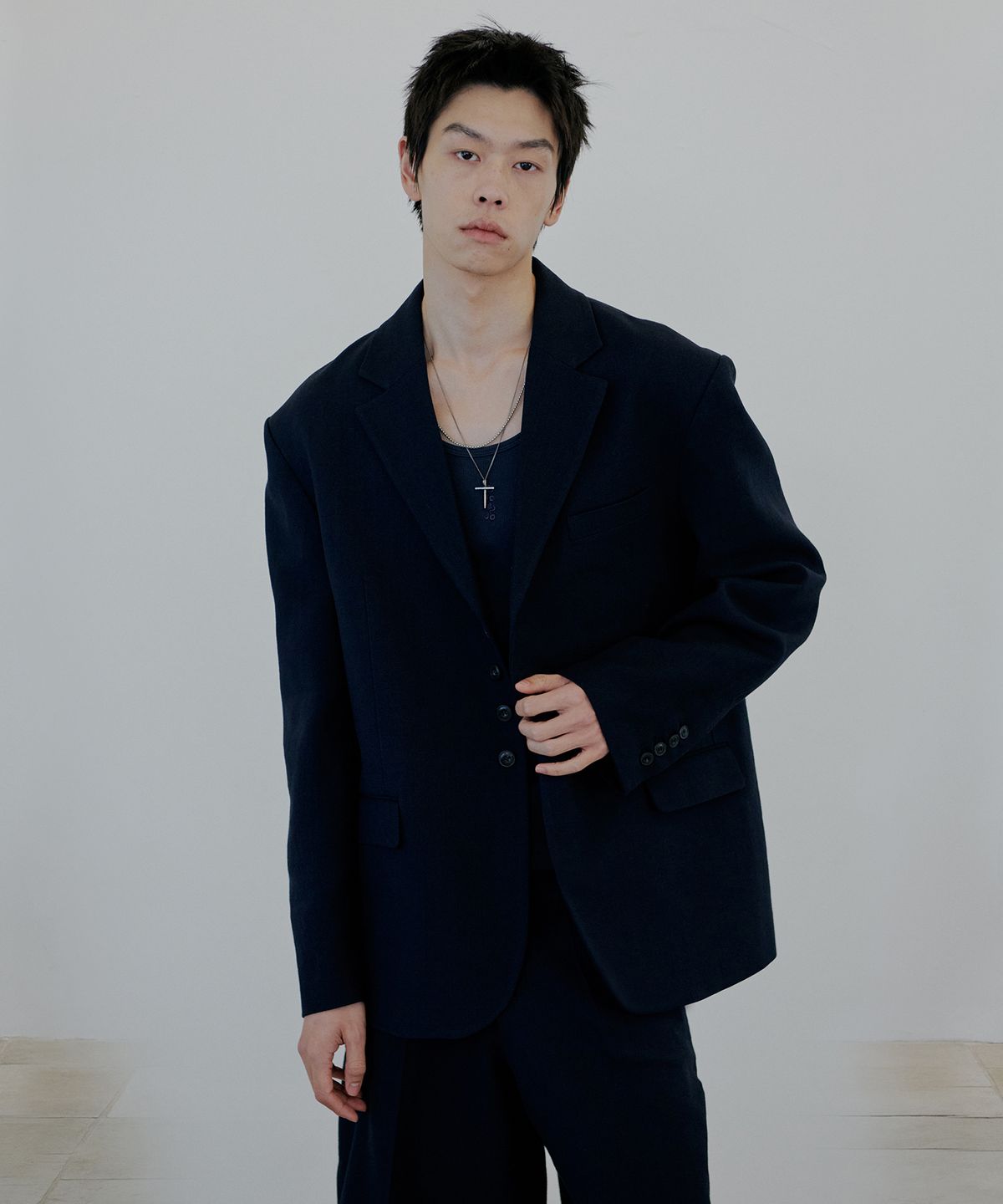 누아클레(NUAKLE) (m) 린넨 자켓_네이비