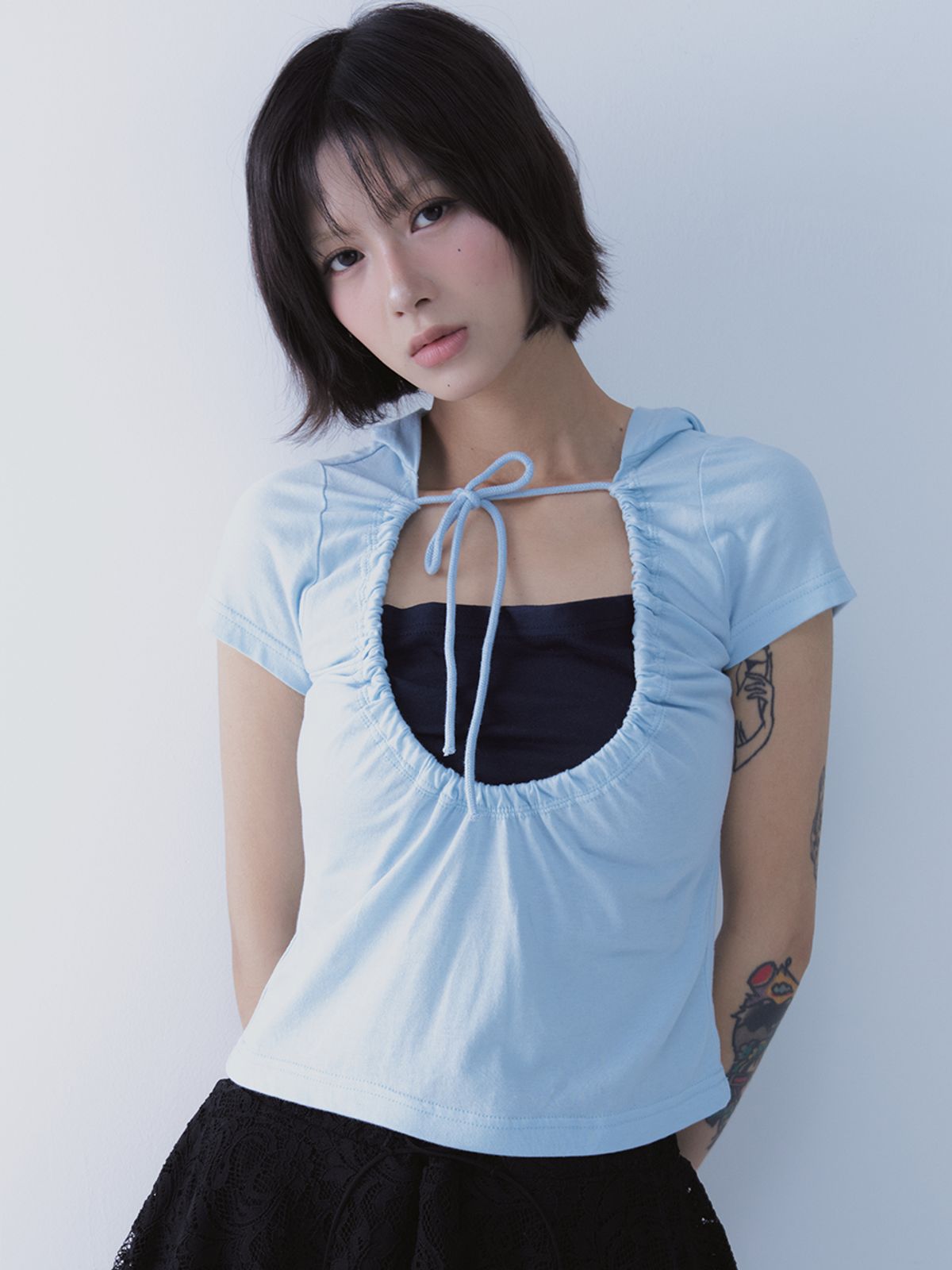 쎄쎄쎄(SETSETSET) LUNA VEIL HOODIE T-SHIRTS BLUE