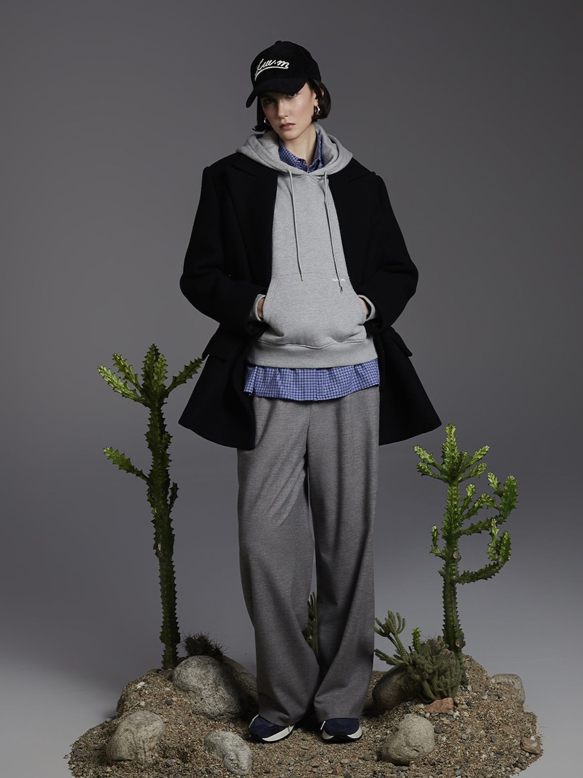 엘유브이엠(LUVM) BANDED WAIST WIDE PANTS_MELANGE GRAY