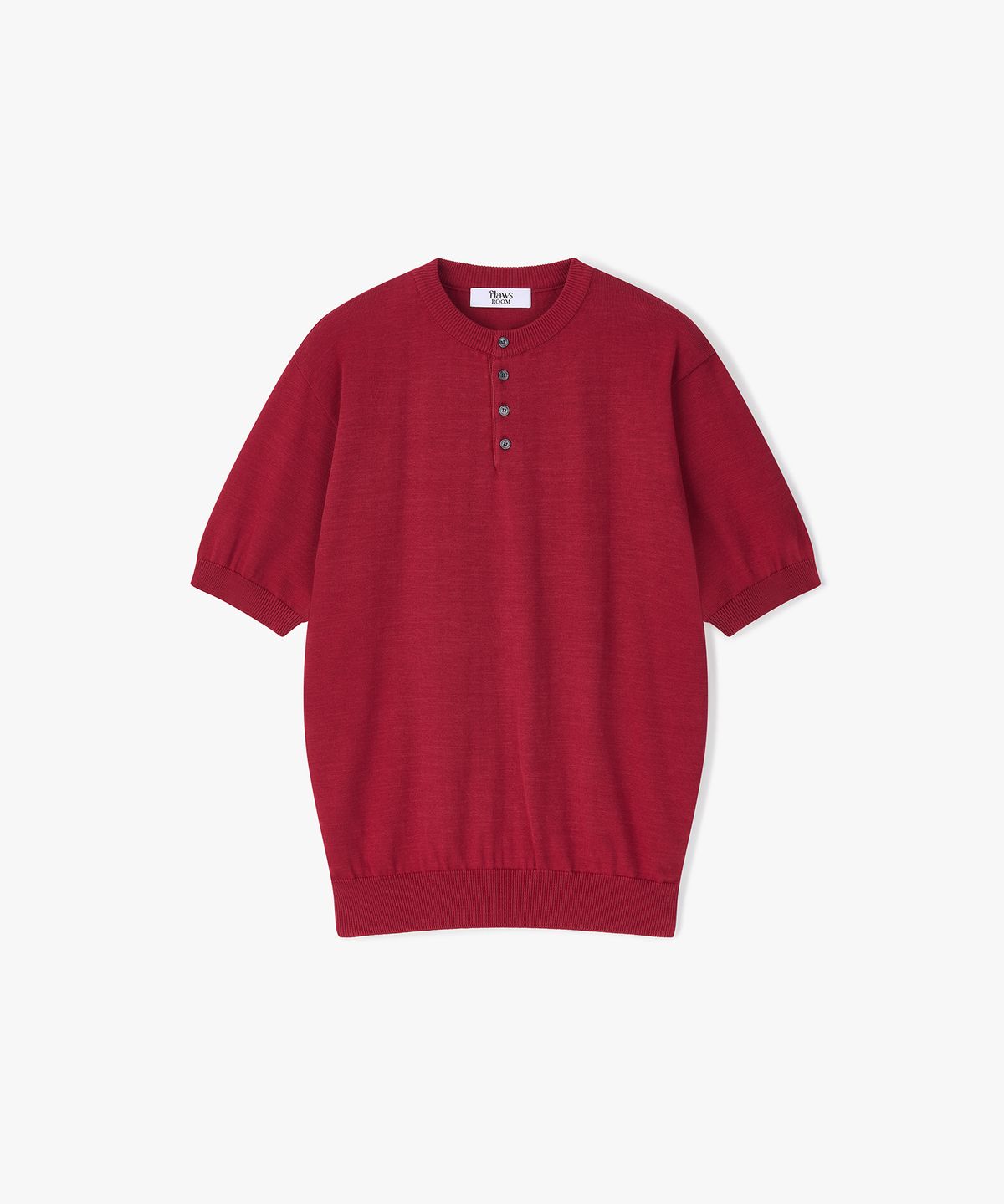 플로즈룸(FLAWSROOM) Henleyneck Cotton Knit RED
