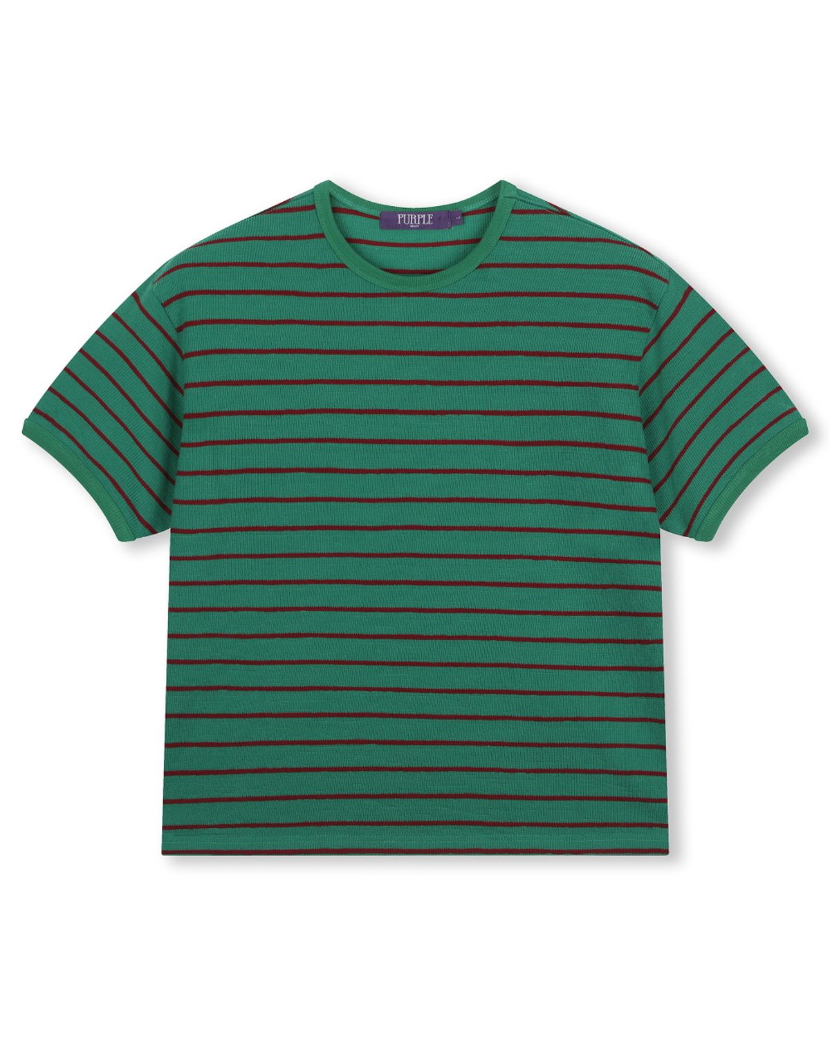 비슬로우(BESLOW) SLIM FIT STRIPE T-SHIRTS GREEN