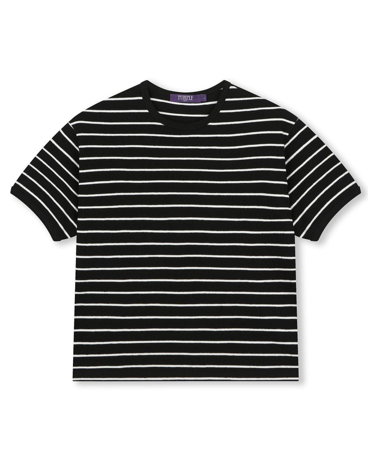 비슬로우(BESLOW) SLIM FIT STRIPE T-SHIRTS BLACK