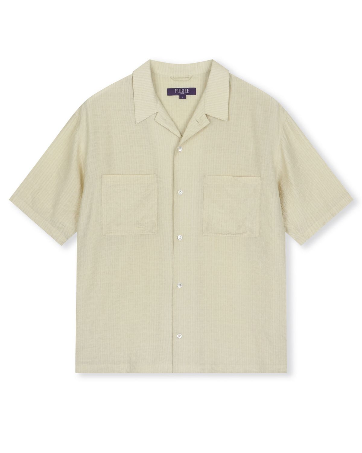 비슬로우(BESLOW) CRINKLE TEXTURE HALF SHIRTS LIGHT BEIGE