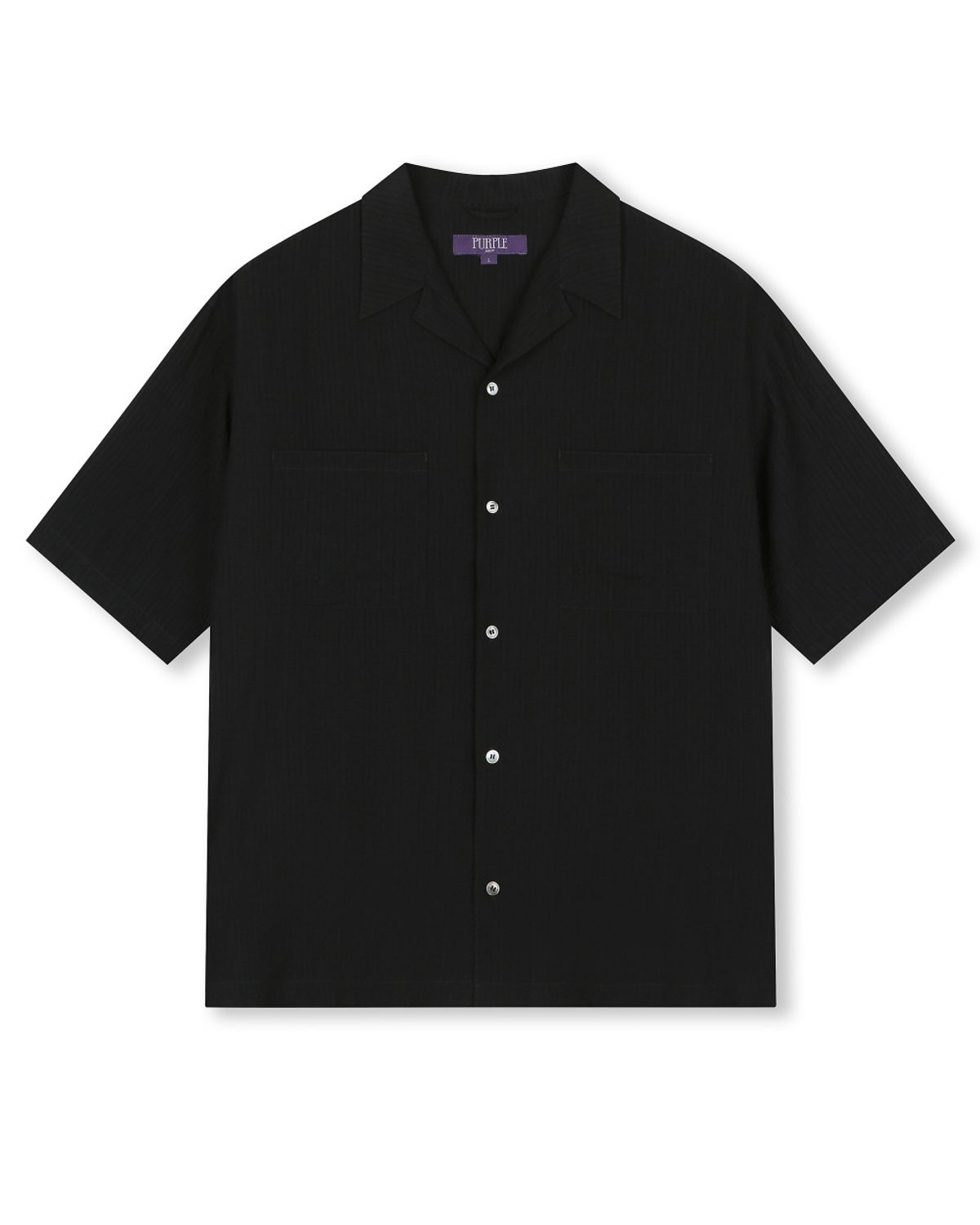 비슬로우(BESLOW) CRINKLE TEXTURE HALF SHIRTS BLACK