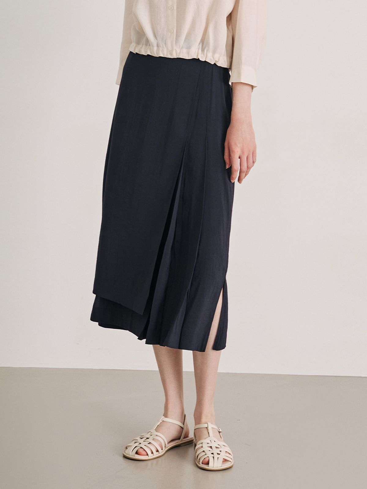 브이엔와이스튜디오(VNYSTUDIO) Pleated wrap Skirt_YA4SRN2