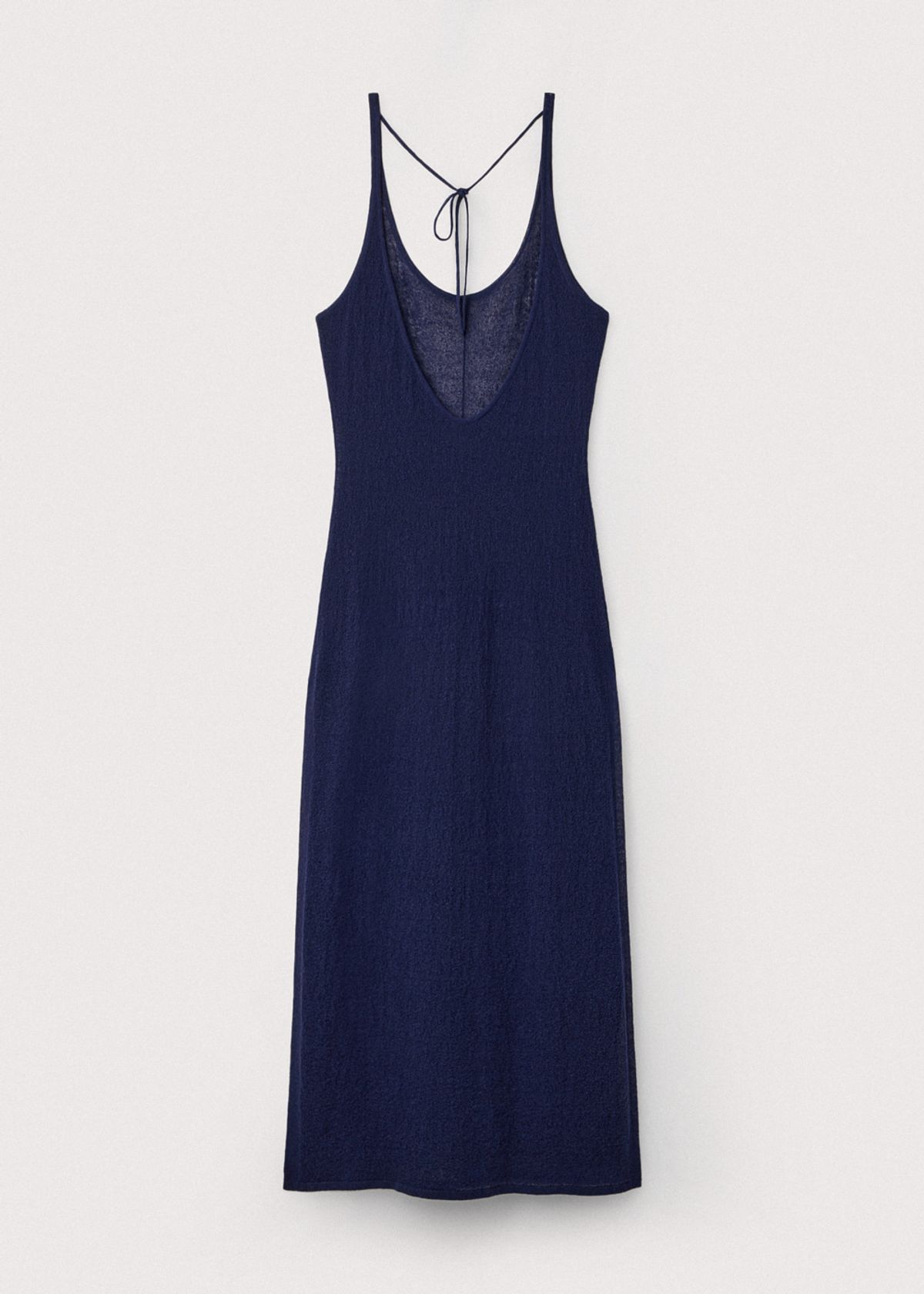 우마뭉(UMARMUNG) Crinkled linen side slit maxi dress_Dawn blue