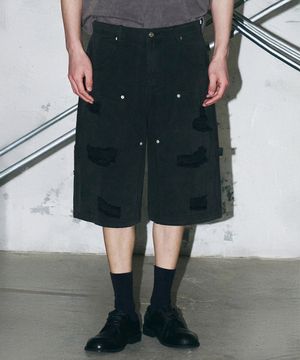 디스트 카펜터 팬츠 (블랙)