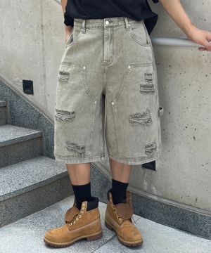 디스트 카펜터 팬츠 (베이지)