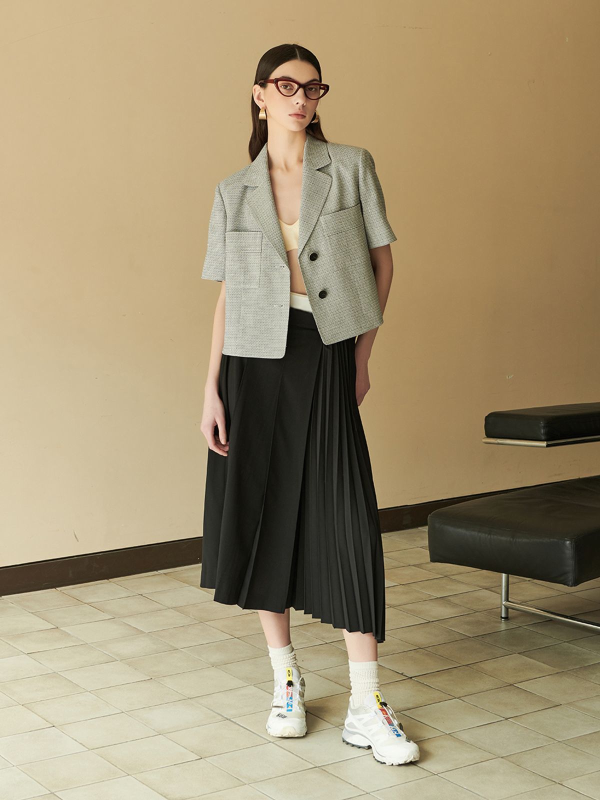 브이엔와이스튜디오(VNYSTUDIO) Belted outer pleated flare Skirt_YA4SRN3