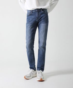 스크래치 빈티지 워싱 일자 청바지