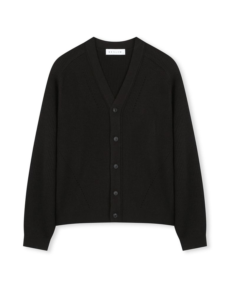 [비슬로우X패션튜브삭형]V NECK SHORT CARDIGAN BLACK