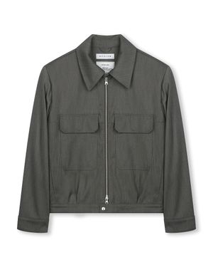 [비슬로우X패션튜브삭형]MILITARY ZIP-UP SHORT JACKET GREY