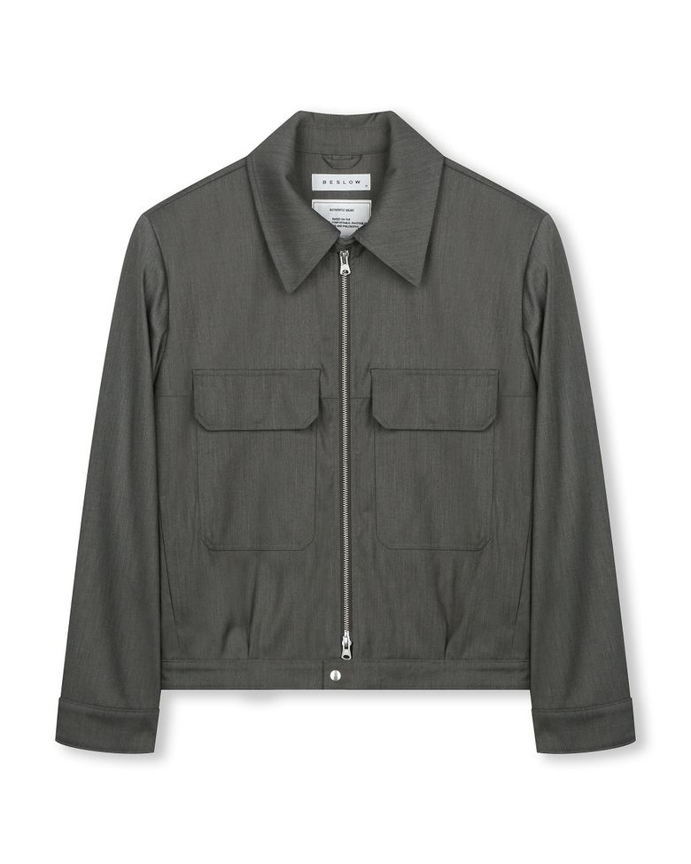 [비슬로우X패션튜브삭형]MILITARY ZIP-UP SHORT JACKET GREY