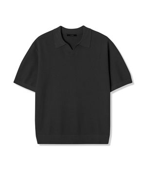 남성 썸머 오픈 카라 니트 (BLACK) (HB4SKA2)