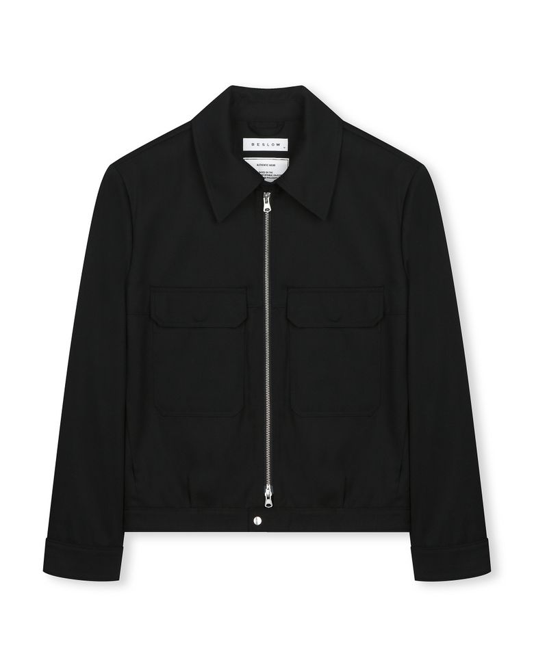 [비슬로우X패션튜브삭형]MILITARY ZIP-UP SHORT JACKET BLACK