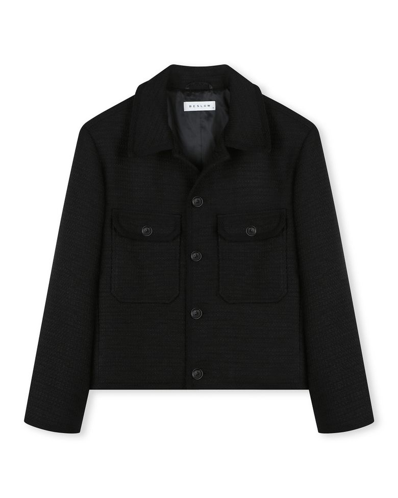[비슬로우X패션튜브삭형]TWEED SHORT JACKET BLACK