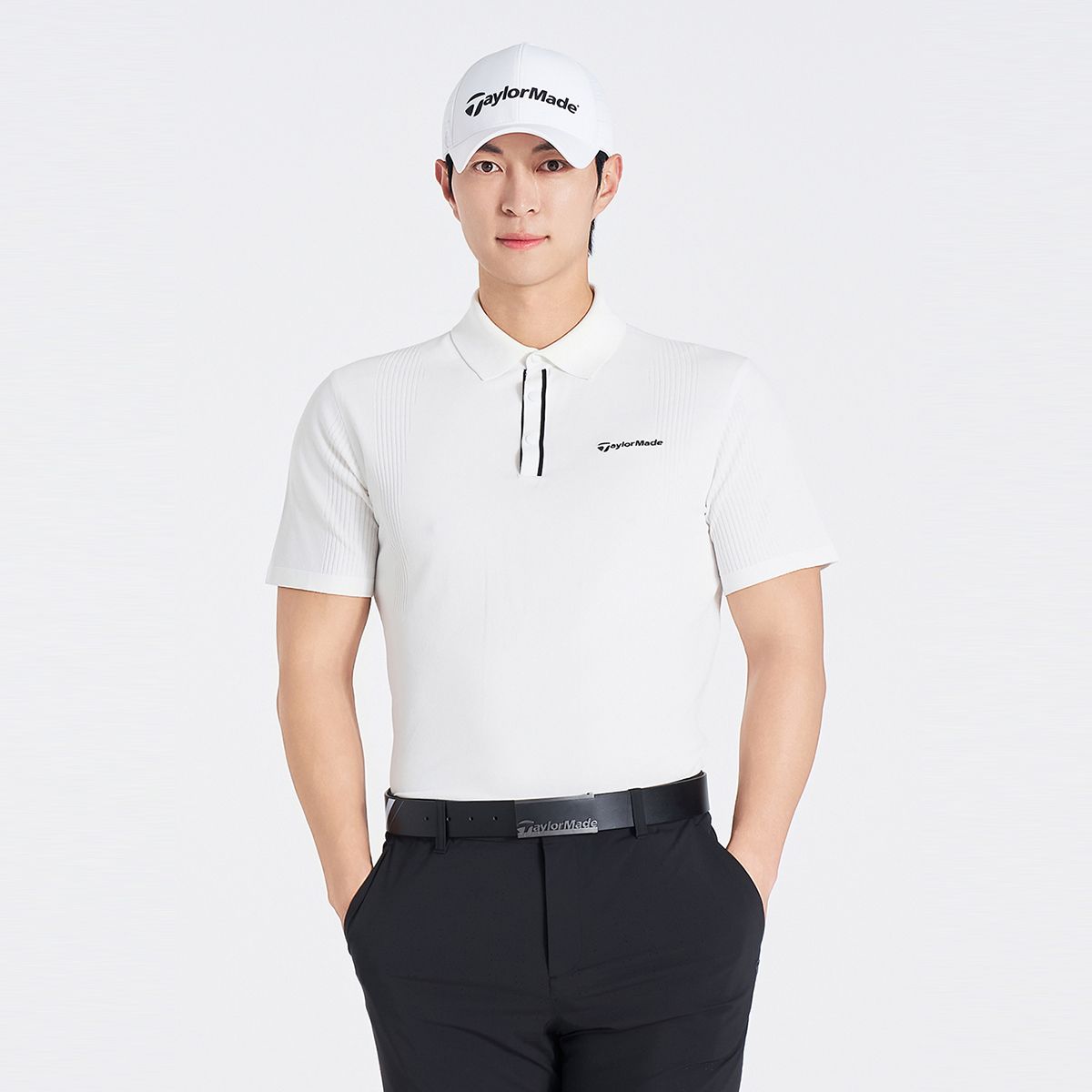 테일러메이드 어패럴(TAYLORMADE APPAREL) 남성 배색 포인트 카라 반팔 니트 TSO-21HG21-100