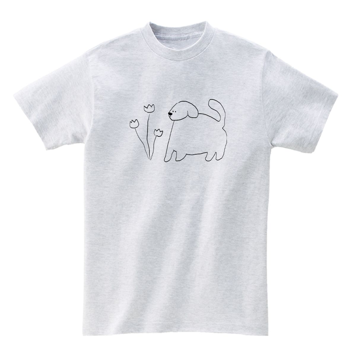 어썸어스(AWESOMEUS) Puppy sniffing flowers T-SHIRTS_4COLOR