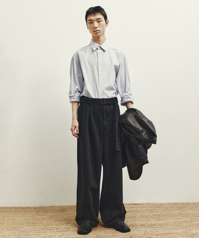 Belted Denim Pants - Black