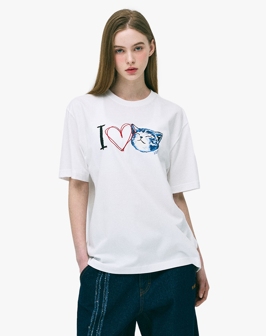 [ NERDY ]★25SS★韓国人気★I LOVE NERO SHORT SLEEVE T-SHIRT MUSINSA公式 | NERDY I Love Nero Short Sleeve T-Shirt (White